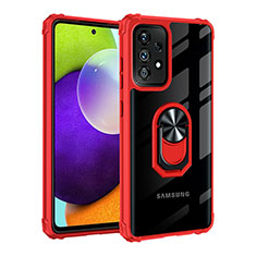 Custodia Silicone e Plastica Opaca Cover con Magnetico Anello Supporto MQ2 per Samsung Galaxy A52 5G Rosso