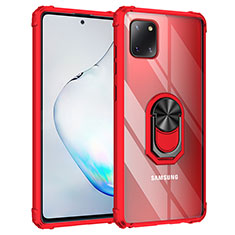 Custodia Silicone e Plastica Opaca Cover con Magnetico Anello Supporto MQ2 per Samsung Galaxy A81 Rosso