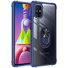 Custodia Silicone e Plastica Opaca Cover con Magnetico Anello Supporto MQ2 per Samsung Galaxy M51 Blu