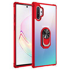 Custodia Silicone e Plastica Opaca Cover con Magnetico Anello Supporto MQ2 per Samsung Galaxy Note 10 Plus 5G Rosso