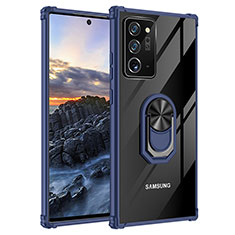 Custodia Silicone e Plastica Opaca Cover con Magnetico Anello Supporto MQ2 per Samsung Galaxy Note 20 Ultra 5G Blu