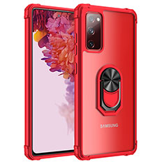 Custodia Silicone e Plastica Opaca Cover con Magnetico Anello Supporto MQ2 per Samsung Galaxy S20 Lite 5G Rosso