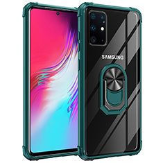 Custodia Silicone e Plastica Opaca Cover con Magnetico Anello Supporto MQ2 per Samsung Galaxy S20 Plus Verde