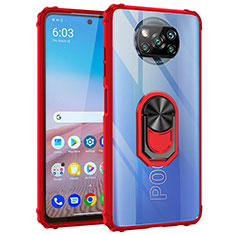 Custodia Silicone e Plastica Opaca Cover con Magnetico Anello Supporto MQ2 per Xiaomi Poco X3 Rosso
