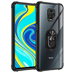 Custodia Silicone e Plastica Opaca Cover con Magnetico Anello Supporto MQ2 per Xiaomi Redmi Note 9 Pro Max Nero