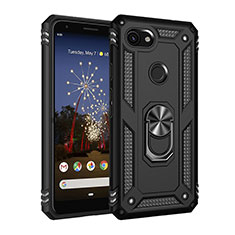 Custodia Silicone e Plastica Opaca Cover con Magnetico Anello Supporto MQ3 per Google Pixel 3a XL Nero