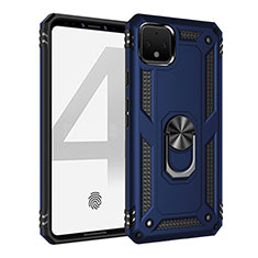 Custodia Silicone e Plastica Opaca Cover con Magnetico Anello Supporto MQ3 per Google Pixel 4 Blu