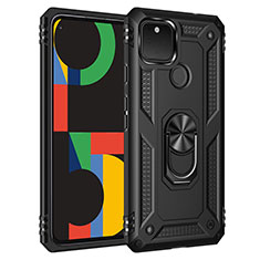 Custodia Silicone e Plastica Opaca Cover con Magnetico Anello Supporto MQ3 per Google Pixel 4a 5G Nero