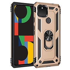 Custodia Silicone e Plastica Opaca Cover con Magnetico Anello Supporto MQ3 per Google Pixel 4a 5G Oro