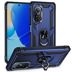 Custodia Silicone e Plastica Opaca Cover con Magnetico Anello Supporto MQ3 per Huawei Nova 9 SE Blu