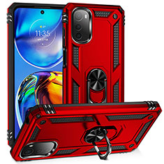 Custodia Silicone e Plastica Opaca Cover con Magnetico Anello Supporto MQ3 per Motorola Moto E32s Rosso