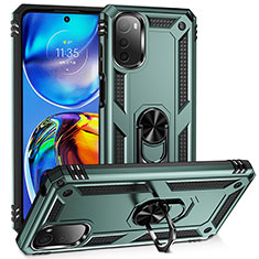 Custodia Silicone e Plastica Opaca Cover con Magnetico Anello Supporto MQ3 per Motorola Moto E32s Verde Pastello