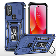 Custodia Silicone e Plastica Opaca Cover con Magnetico Anello Supporto MQ3 per Motorola Moto G Play (2023) Blu