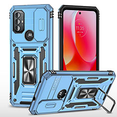Custodia Silicone e Plastica Opaca Cover con Magnetico Anello Supporto MQ3 per Motorola Moto G Power (2022) Azzurro
