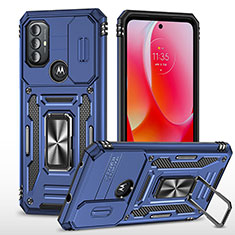 Custodia Silicone e Plastica Opaca Cover con Magnetico Anello Supporto MQ3 per Motorola Moto G Power (2022) Blu