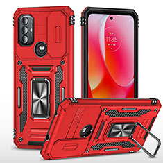 Custodia Silicone e Plastica Opaca Cover con Magnetico Anello Supporto MQ3 per Motorola Moto G Power (2022) Rosso