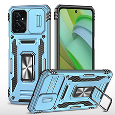 Custodia Silicone e Plastica Opaca Cover con Magnetico Anello Supporto MQ3 per Motorola Moto G Power 5G (2023) Azzurro