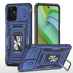 Custodia Silicone e Plastica Opaca Cover con Magnetico Anello Supporto MQ3 per Motorola Moto G Power 5G (2023) Blu