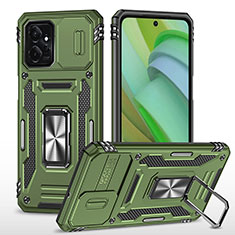Custodia Silicone e Plastica Opaca Cover con Magnetico Anello Supporto MQ3 per Motorola Moto G Power 5G (2023) Verde