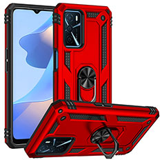 Custodia Silicone e Plastica Opaca Cover con Magnetico Anello Supporto MQ3 per Oppo A16 Rosso