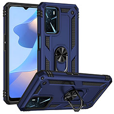 Custodia Silicone e Plastica Opaca Cover con Magnetico Anello Supporto MQ3 per Oppo A54s Blu