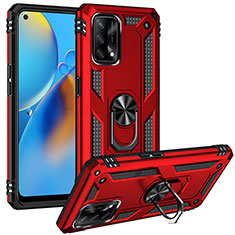 Custodia Silicone e Plastica Opaca Cover con Magnetico Anello Supporto MQ3 per Oppo A74 4G Rosso