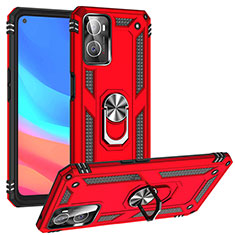 Custodia Silicone e Plastica Opaca Cover con Magnetico Anello Supporto MQ3 per Oppo A76 Rosso