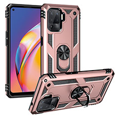 Custodia Silicone e Plastica Opaca Cover con Magnetico Anello Supporto MQ3 per Oppo A94 4G Oro Rosa