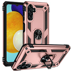 Custodia Silicone e Plastica Opaca Cover con Magnetico Anello Supporto MQ3 per Samsung Galaxy A04s Oro Rosa