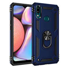 Custodia Silicone e Plastica Opaca Cover con Magnetico Anello Supporto MQ3 per Samsung Galaxy A10s Blu