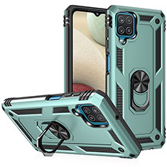 Custodia Silicone e Plastica Opaca Cover con Magnetico Anello Supporto MQ3 per Samsung Galaxy A12 Nacho Verde