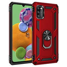 Custodia Silicone e Plastica Opaca Cover con Magnetico Anello Supporto MQ3 per Samsung Galaxy A41 Rosso