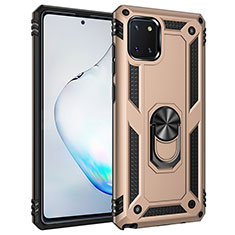 Custodia Silicone e Plastica Opaca Cover con Magnetico Anello Supporto MQ3 per Samsung Galaxy A81 Oro