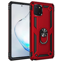 Custodia Silicone e Plastica Opaca Cover con Magnetico Anello Supporto MQ3 per Samsung Galaxy A81 Rosso