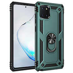 Custodia Silicone e Plastica Opaca Cover con Magnetico Anello Supporto MQ3 per Samsung Galaxy A81 Verde