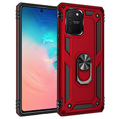 Custodia Silicone e Plastica Opaca Cover con Magnetico Anello Supporto MQ3 per Samsung Galaxy A91 Rosso