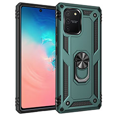 Custodia Silicone e Plastica Opaca Cover con Magnetico Anello Supporto MQ3 per Samsung Galaxy A91 Verde