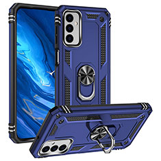 Custodia Silicone e Plastica Opaca Cover con Magnetico Anello Supporto MQ3 per Samsung Galaxy F23 5G Blu