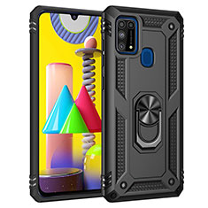 Custodia Silicone e Plastica Opaca Cover con Magnetico Anello Supporto MQ3 per Samsung Galaxy M31 Prime Edition Nero