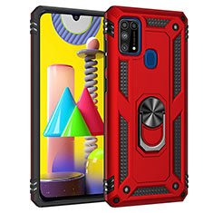 Custodia Silicone e Plastica Opaca Cover con Magnetico Anello Supporto MQ3 per Samsung Galaxy M31 Prime Edition Rosso