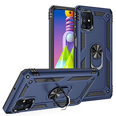 Custodia Silicone e Plastica Opaca Cover con Magnetico Anello Supporto MQ3 per Samsung Galaxy M51 Blu