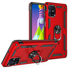 Custodia Silicone e Plastica Opaca Cover con Magnetico Anello Supporto MQ3 per Samsung Galaxy M51 Rosso