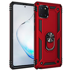 Custodia Silicone e Plastica Opaca Cover con Magnetico Anello Supporto MQ3 per Samsung Galaxy M60s Rosso