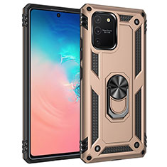 Custodia Silicone e Plastica Opaca Cover con Magnetico Anello Supporto MQ3 per Samsung Galaxy S10 Lite Oro