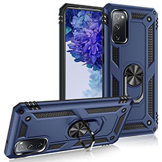 Custodia Silicone e Plastica Opaca Cover con Magnetico Anello Supporto MQ3 per Samsung Galaxy S20 FE (2022) 5G Blu