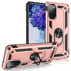 Custodia Silicone e Plastica Opaca Cover con Magnetico Anello Supporto MQ3 per Samsung Galaxy S20 FE 5G Oro Rosa