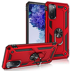 Custodia Silicone e Plastica Opaca Cover con Magnetico Anello Supporto MQ3 per Samsung Galaxy S20 FE 5G Rosso