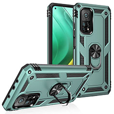 Custodia Silicone e Plastica Opaca Cover con Magnetico Anello Supporto MQ3 per Xiaomi Mi 10T 5G Verde