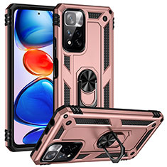 Custodia Silicone e Plastica Opaca Cover con Magnetico Anello Supporto MQ3 per Xiaomi Mi 11i 5G (2022) Oro Rosa