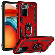 Custodia Silicone e Plastica Opaca Cover con Magnetico Anello Supporto MQ3 per Xiaomi Poco X3 GT 5G Rosso